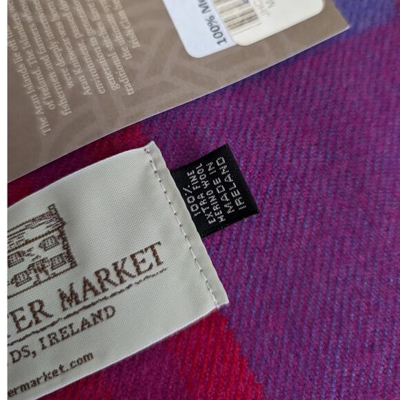 nwt aran sweater market ireland 100% extra fine merino wool scarf - Picture 4 of 5